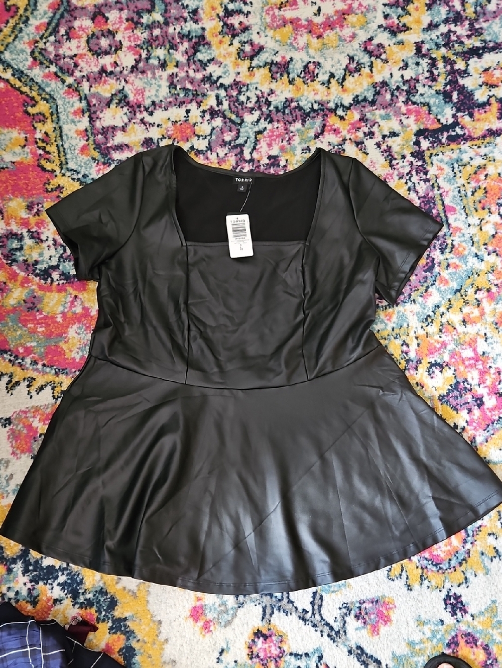 Torrid Black Faux Leather Peplum Top
